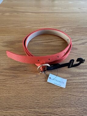 NWT Dynamite Orange Skinny Textured Belt with Round Gold Buckle, Size M/L